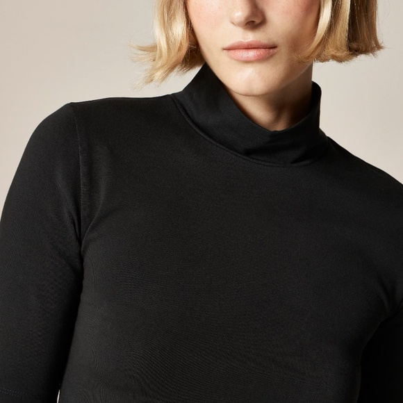 J.Crew Stretch Cotton-blend Mockneck Elbow-sleeve T-shirt in Black - W’s Medium - Picture 3 of 7